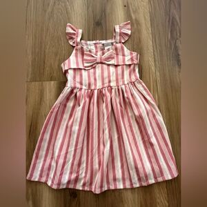 Little Lass Pink and White Striped Bow Sundress
